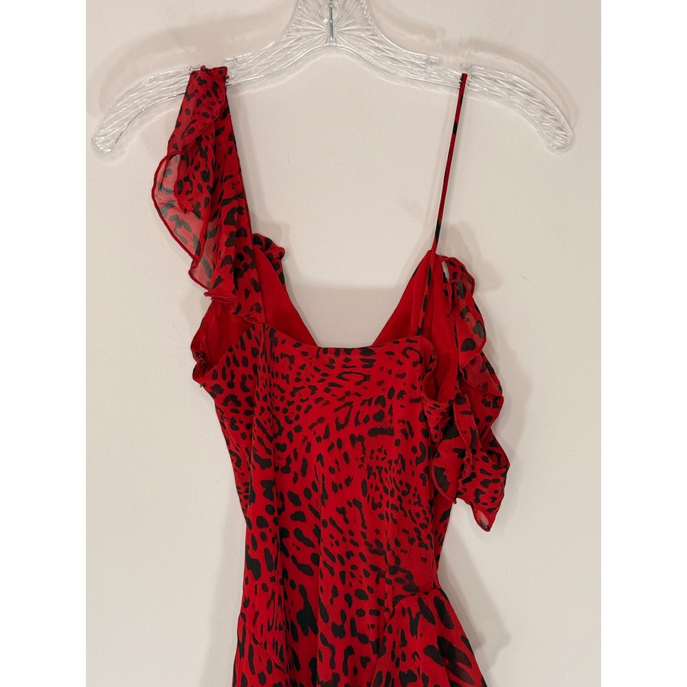 I.AM.GIA Julietta Mini Dress Red Leopard Mini Bodycon Chiffon Ruffle Medium - Picture 10 of 13